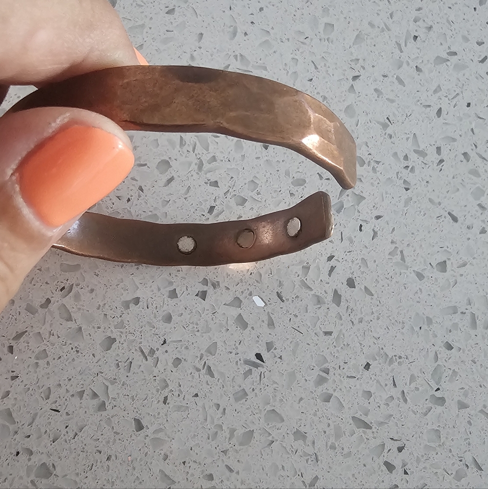 Hammered Copper Cuff Magnetic (Health Benefits) Adjustsble Cuff